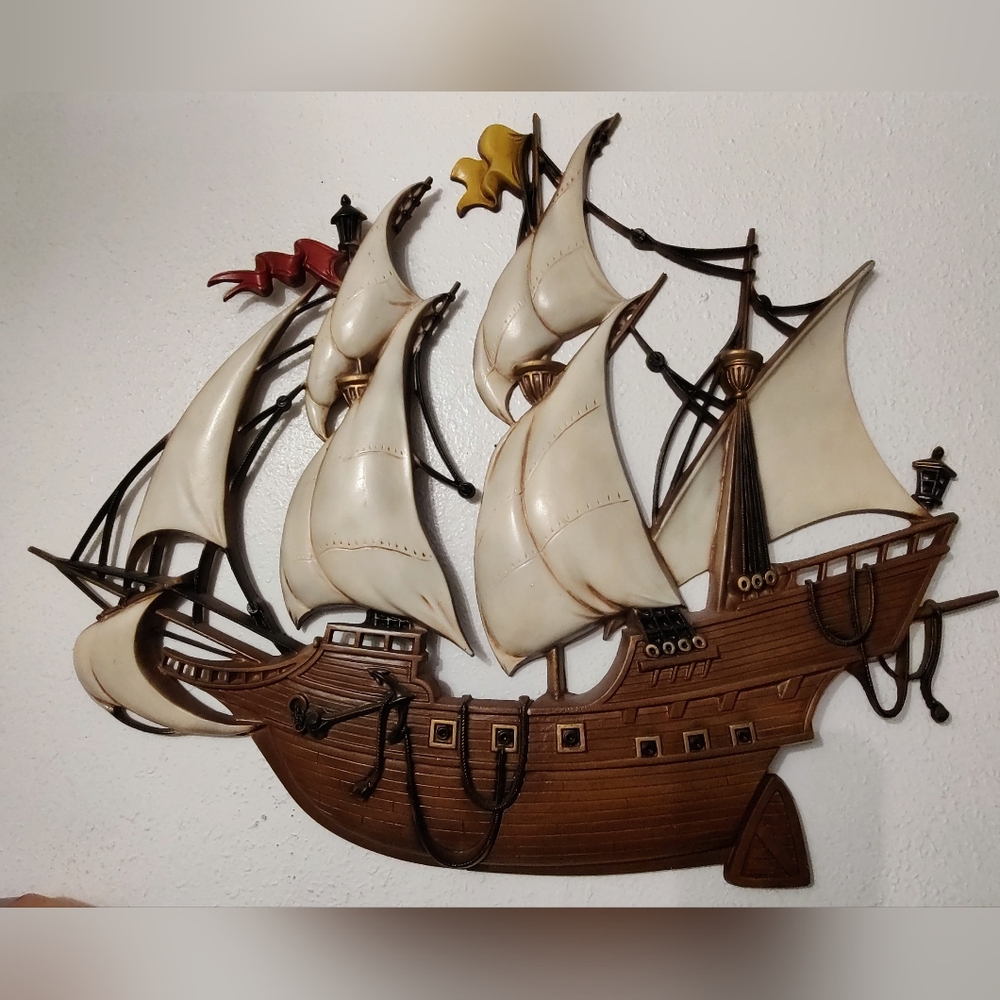 Rare Antique 1960's Nautical schooner ship.